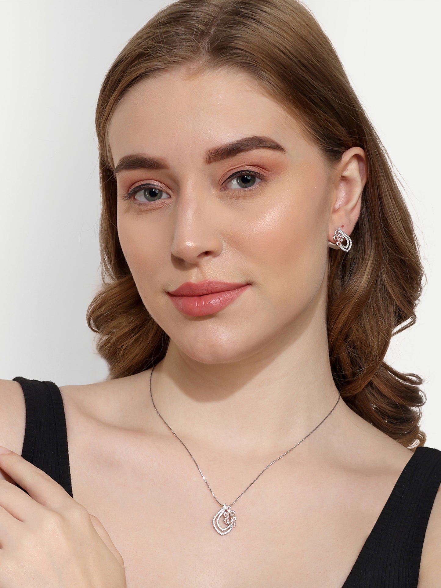 Pendant Earnings Set Sliver and Rose gold