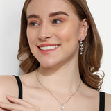 White Gold Chain with earrings of Flower droplets