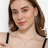 White Gold Chain with earrings of Flower droplets