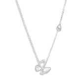 Cat Eye butterfly pendant with chain White Gold