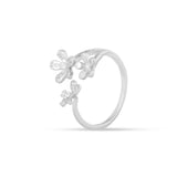 Garden Flowers White Gold Ring