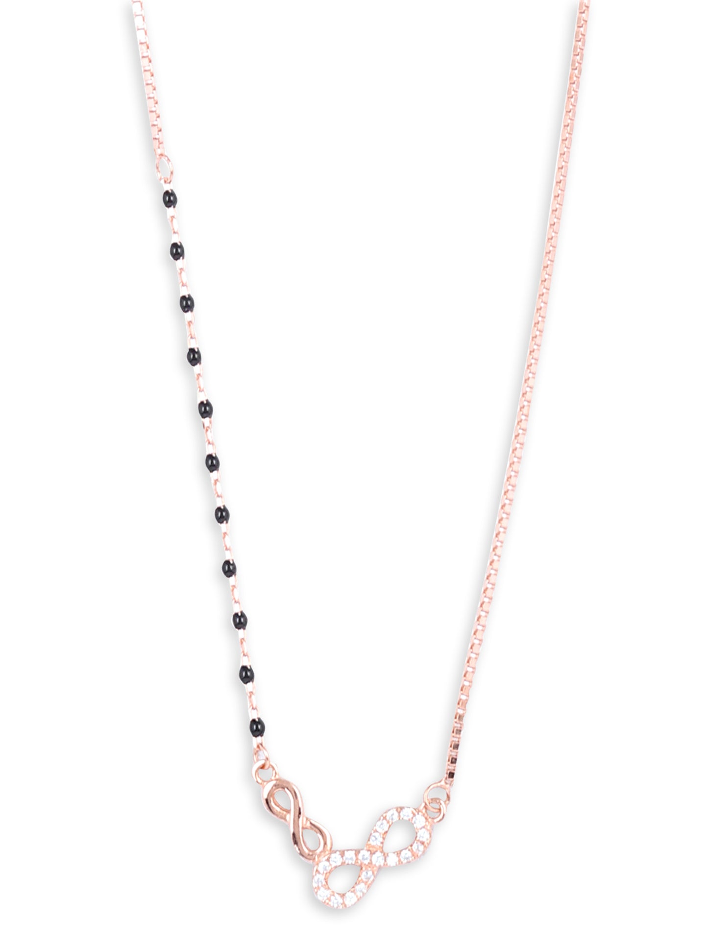 Infinity Black rose gold pendant with chain