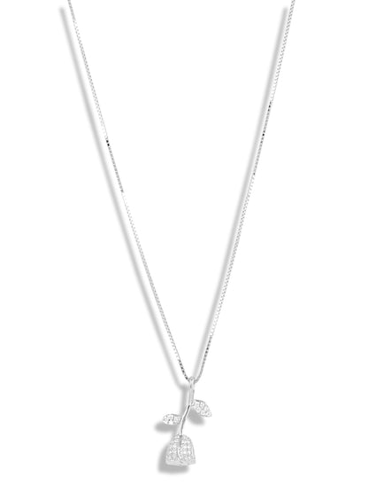 Rose Droplet Pendant with Chain White gold