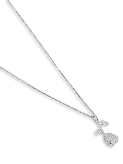 Rose Droplet Pendant with Chain White gold