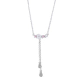 White Flower Necklace with pink stones