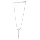 White Flower Necklace with pink stones