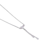 White Flower Necklace with pink stones