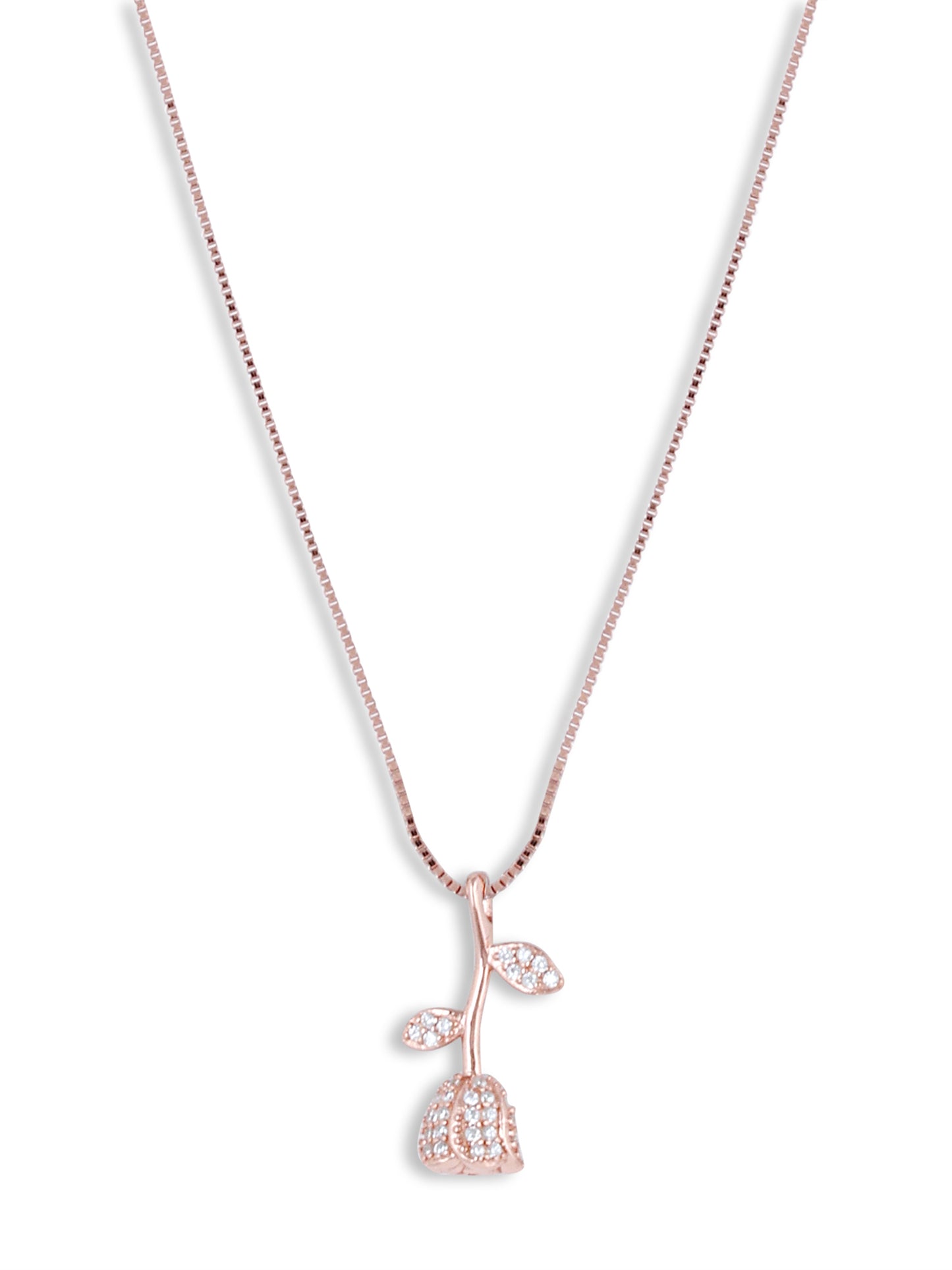 Rose Droplet Pendant with Chain Rose gold