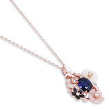 Cosmic ocean's Blue Sapphire Garden MOP Pendant Chain Rose Gold