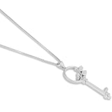 Crystal Garden Key White Gold Pendant with chain