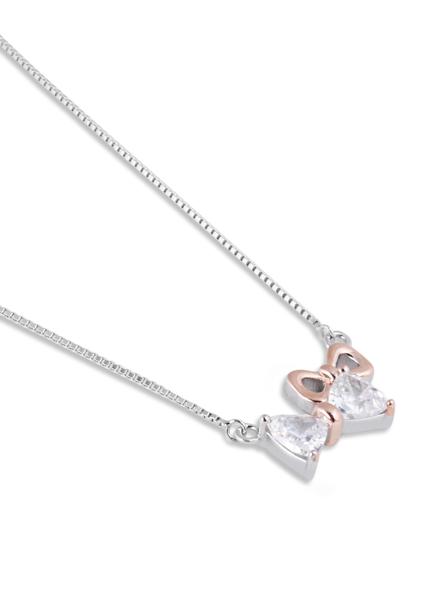 Mistletoe rose gold and white gold pendant with chain