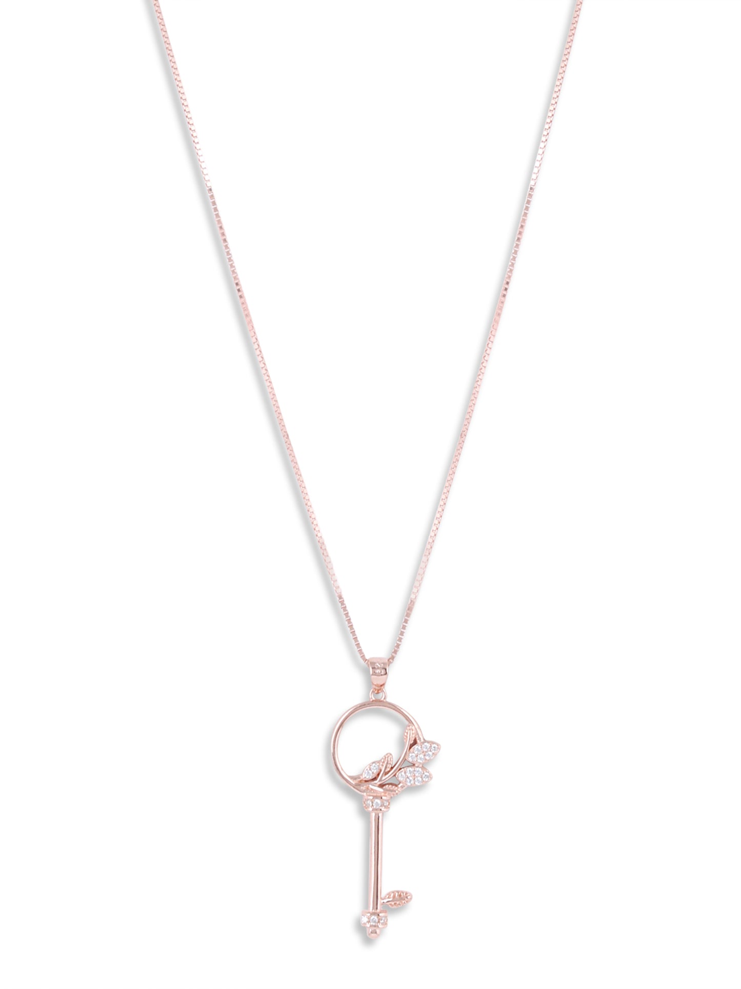 Crystal Garden Key Rose Gold Pendant with chain