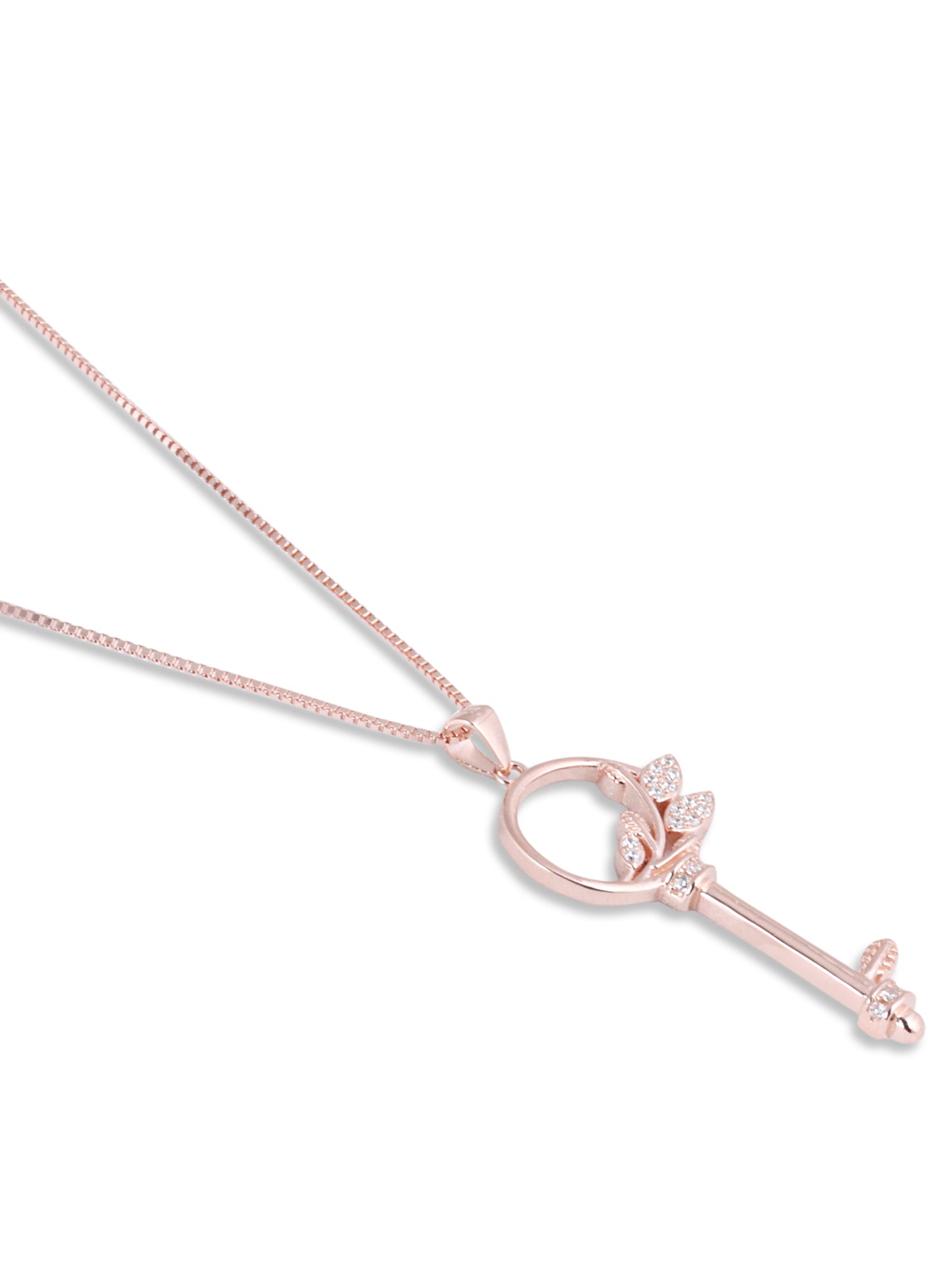 Crystal Garden Key Rose Gold Pendant with chain