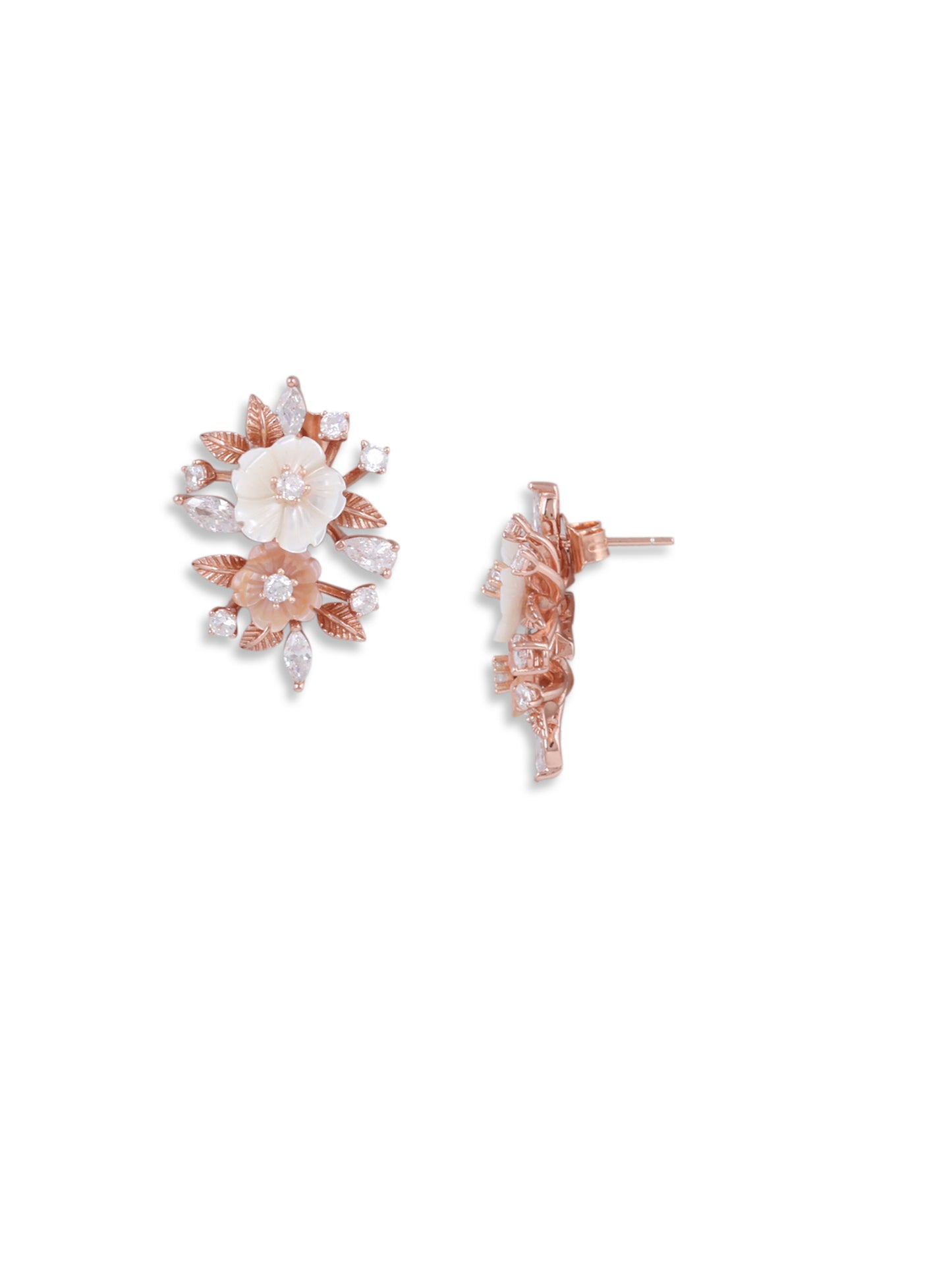 Cosmic ocean's Garden MOP Pendant with Earrings  Rose Gold