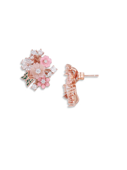 Cosmic ocean's Blossom Garden MOP Pendant with Earrings Rose Gold