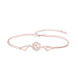 Lustrous Orb Bracelet With CZ Stones Rose Gold