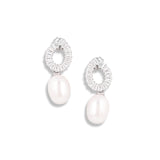 Bugget stone earrings with pearl droplets white gold