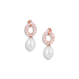 Bugget stone earrings with pearl droplets rose gold