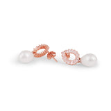 Bugget stone earrings with pearl droplets rose gold