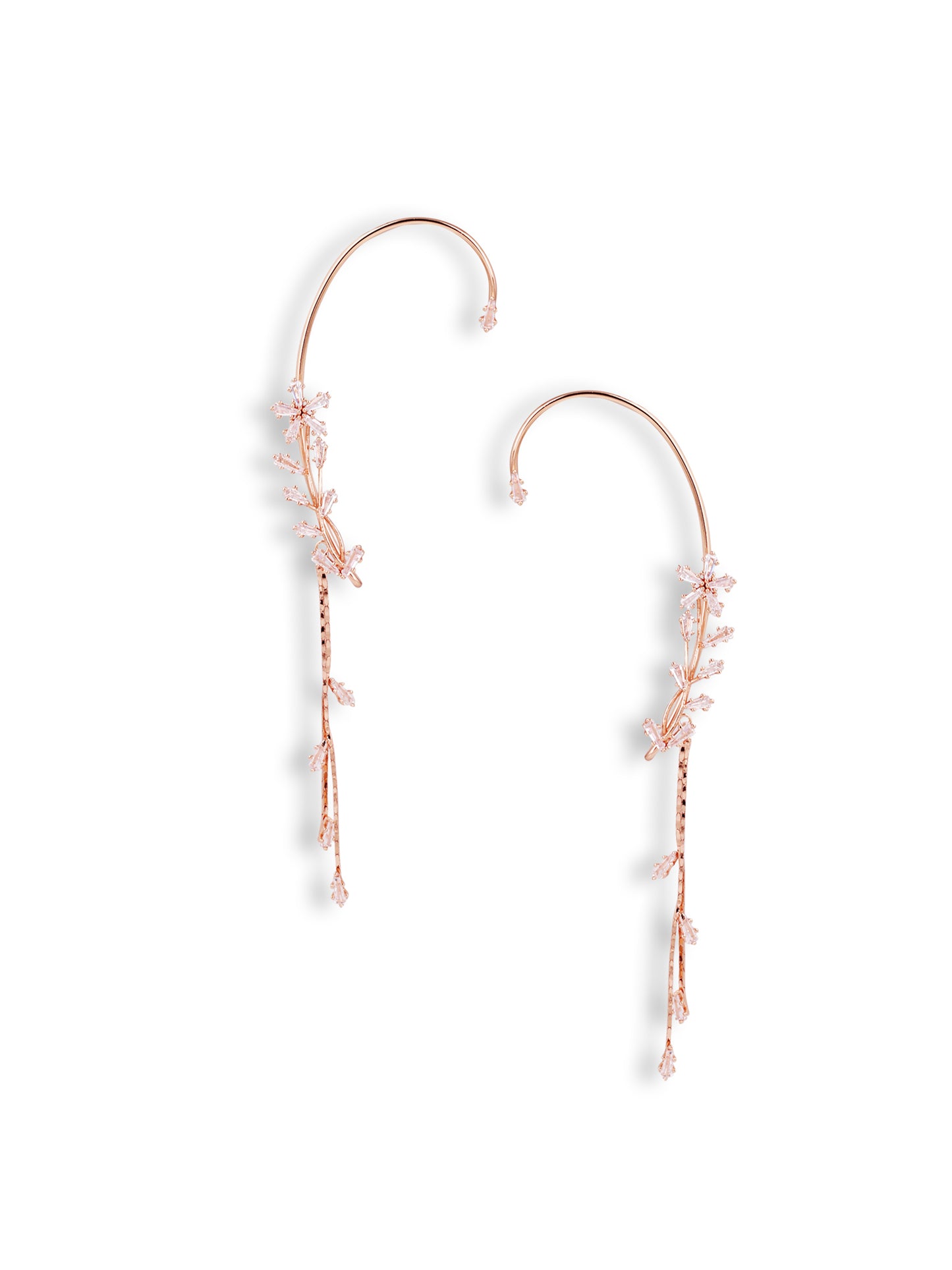 Flower Ear cuff With Droplets Rose Gold