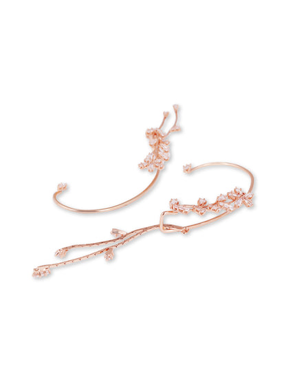 Flower Ear cuff With Droplets Rose Gold