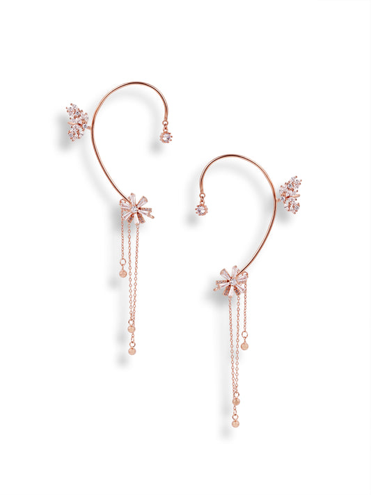 Turn all day Ear cuffs with Droplets rose gold