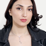 White Flower Necklace with pink stones