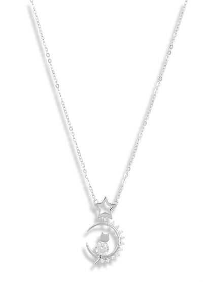 White gold pendant with star and moon