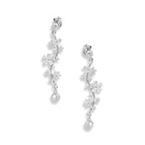 White Gold Chain with earrings of Flower droplets