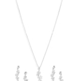 White Gold Chain with earrings of Flower droplets