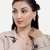 Cosmic ocean's Garden MOP Pendant with Earrings  Rose Gold