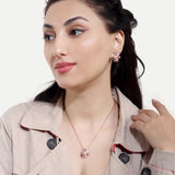 Cosmic ocean's Blossom Garden MOP Pendant with Earrings Rose Gold