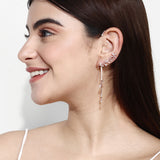 Flower Ear cuff With Droplets Rose Gold