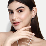 Pearl with leaf earrings Rose Gold