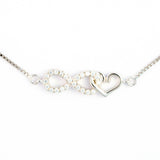 Infinity Bracelets with hearts in white Gold
