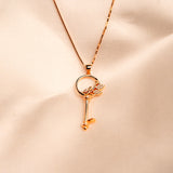 Crystal Garden Key Rose Gold Pendant with chain