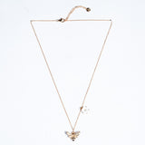 Honey Bumble bee With Flower Pendant Chain In Rose Gold