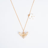 Honey Bumble bee With Flower Pendant Chain In Rose Gold