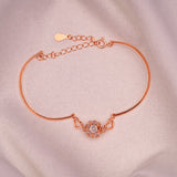 Lustrous Orb Bracelet With CZ Stones Rose Gold