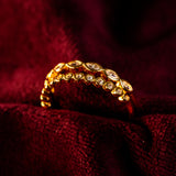 Dual Layer Zircon Studded Gold Ring