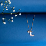 Moon to the stars Pendant and chain White Gold