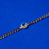 Cuban bracelet studed with blue stone in Rose Gold