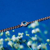 Cuban bracelet studed with blue stone in Rose Gold