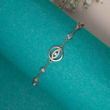 Evil Eye Bracelet studed with blue stones in Rose Gold