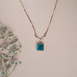 Swarowski crystals pendant and chain in Tiffany Blue Rose Gold