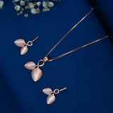 Cat eye Leaf Pendant set Rose Gold