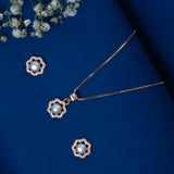 Floral pearl pendant set in Rose Gold