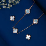 Mop Clover charms with earrings in Rose Gold