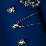 Swarowski crystals pendant set in Sky Blue Rose Gold