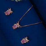 Swarowski crystals and bow pendant set in Pink Rose Gold